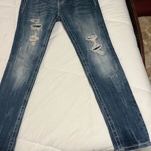 Miss Me Women's Straight Leg Jeans - Distressed Blue